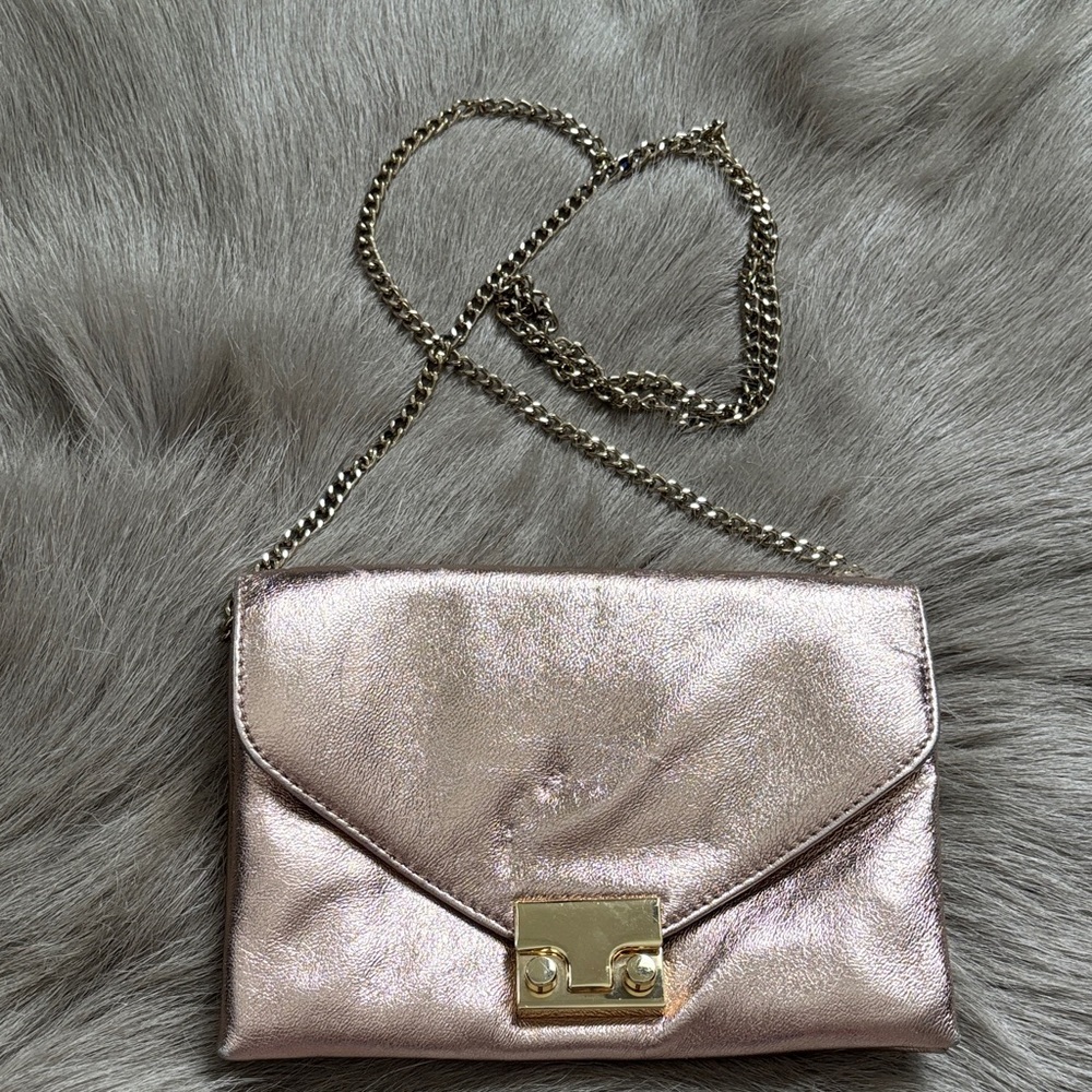 Loeffler Randall rose gold metallic bag crossbody chain